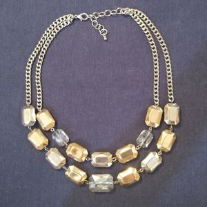 3 for💲25🌟 chain necklace CHUNKY GEMS bars clear•gold-tone•silver-tone